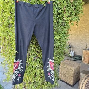 Johnny Was Floral Embroidery Leggings xl